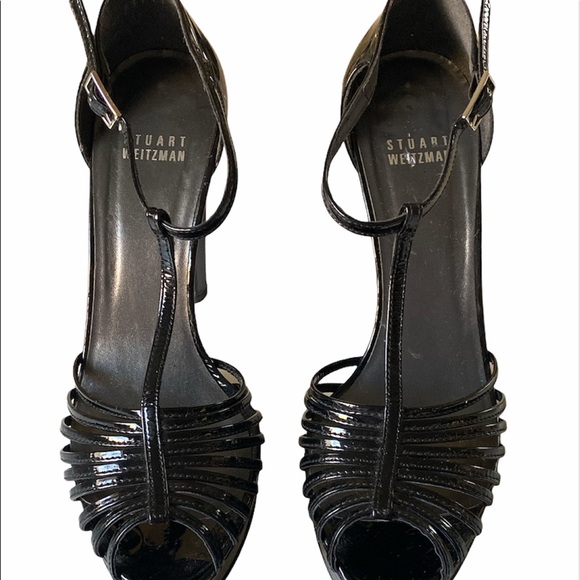 Stuart Weitzman Black Ankle Strap Platform Heels - Picture 2 of 6